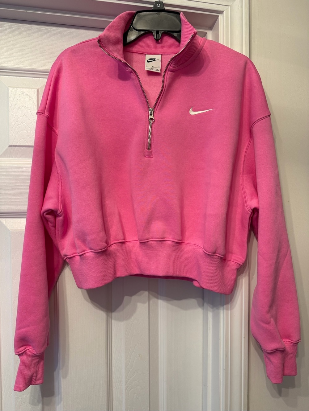 Nike Pink Half-Zip Cropped Sweatshirt - Picture 1 of 3